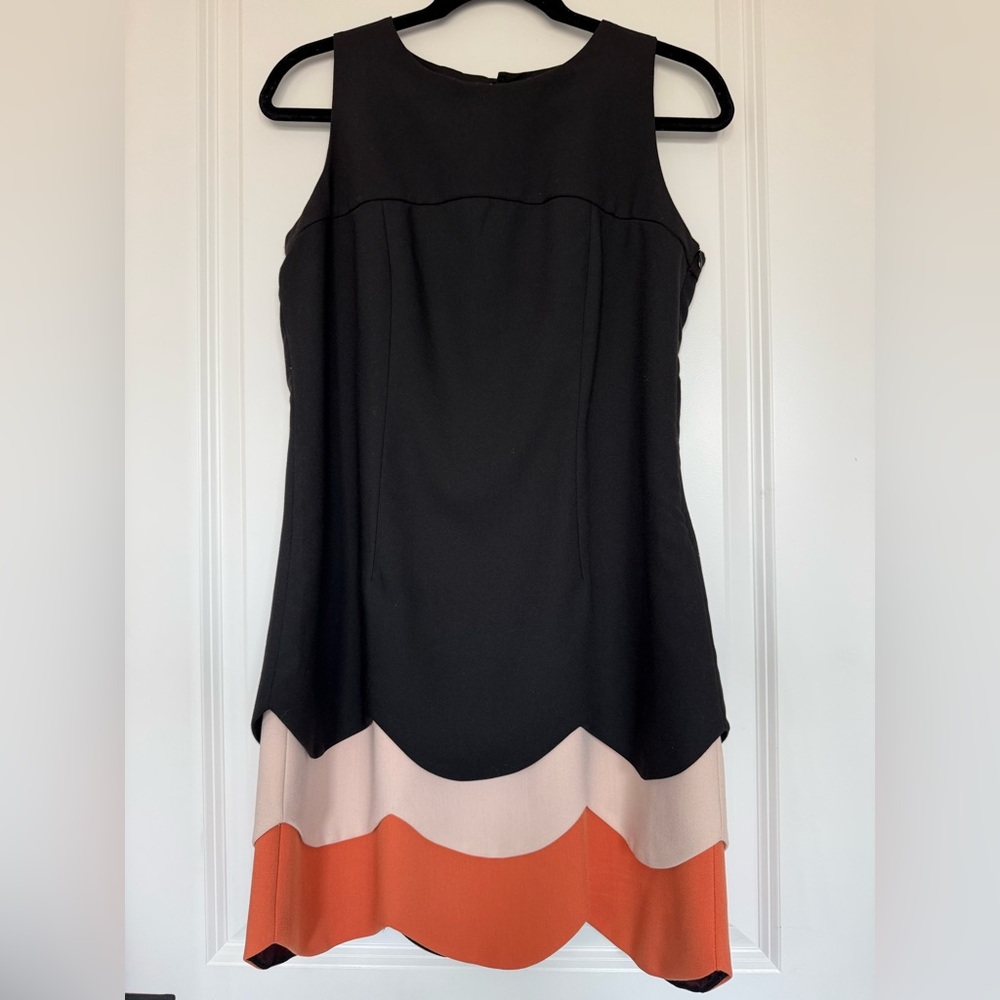 Sandro Ferrone Roma Sheath Dress Black Beige Orange IT 44 US 8 Made in Italy NWT